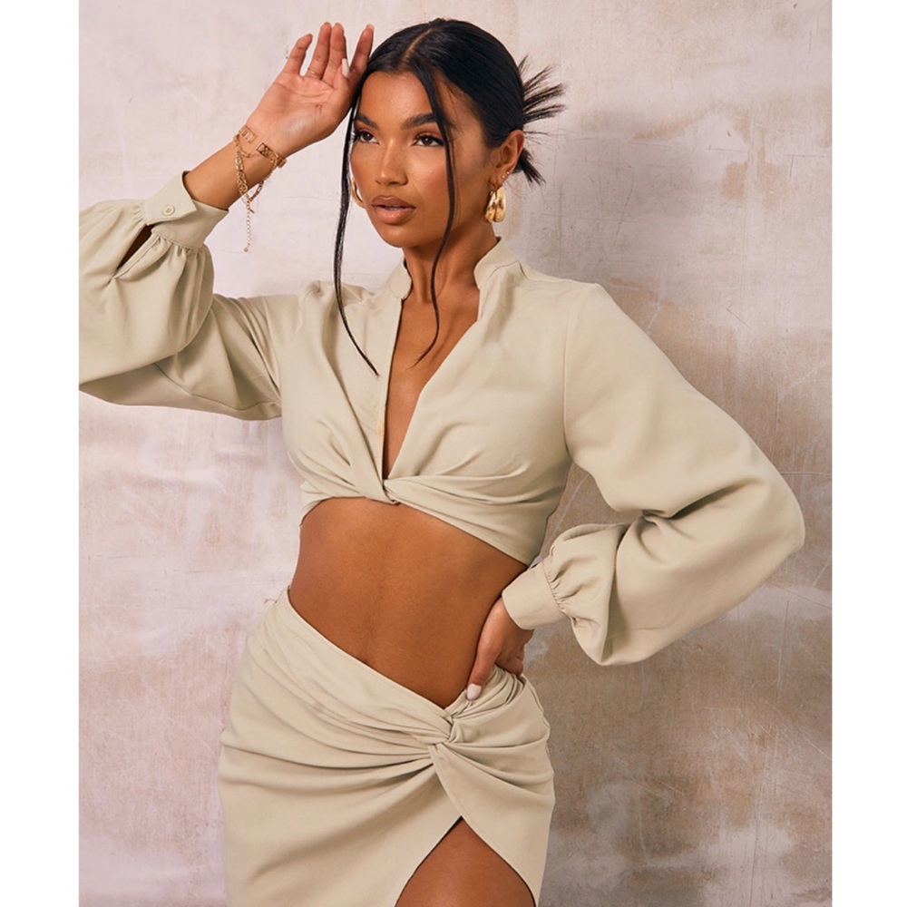 PrettyLittleThing Sage Top and Skirt